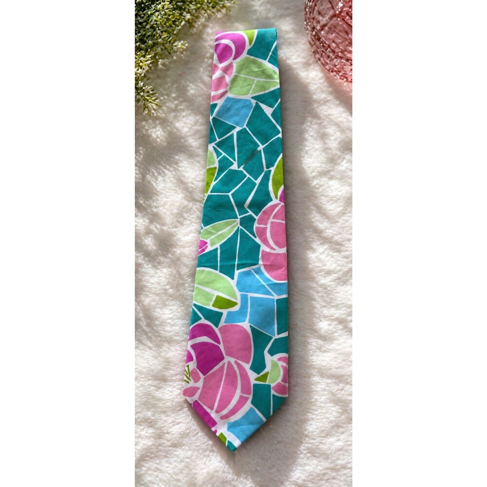 Lilly Pulitzer Necktie Mens Colorful Print Mosaic Pastel Colors